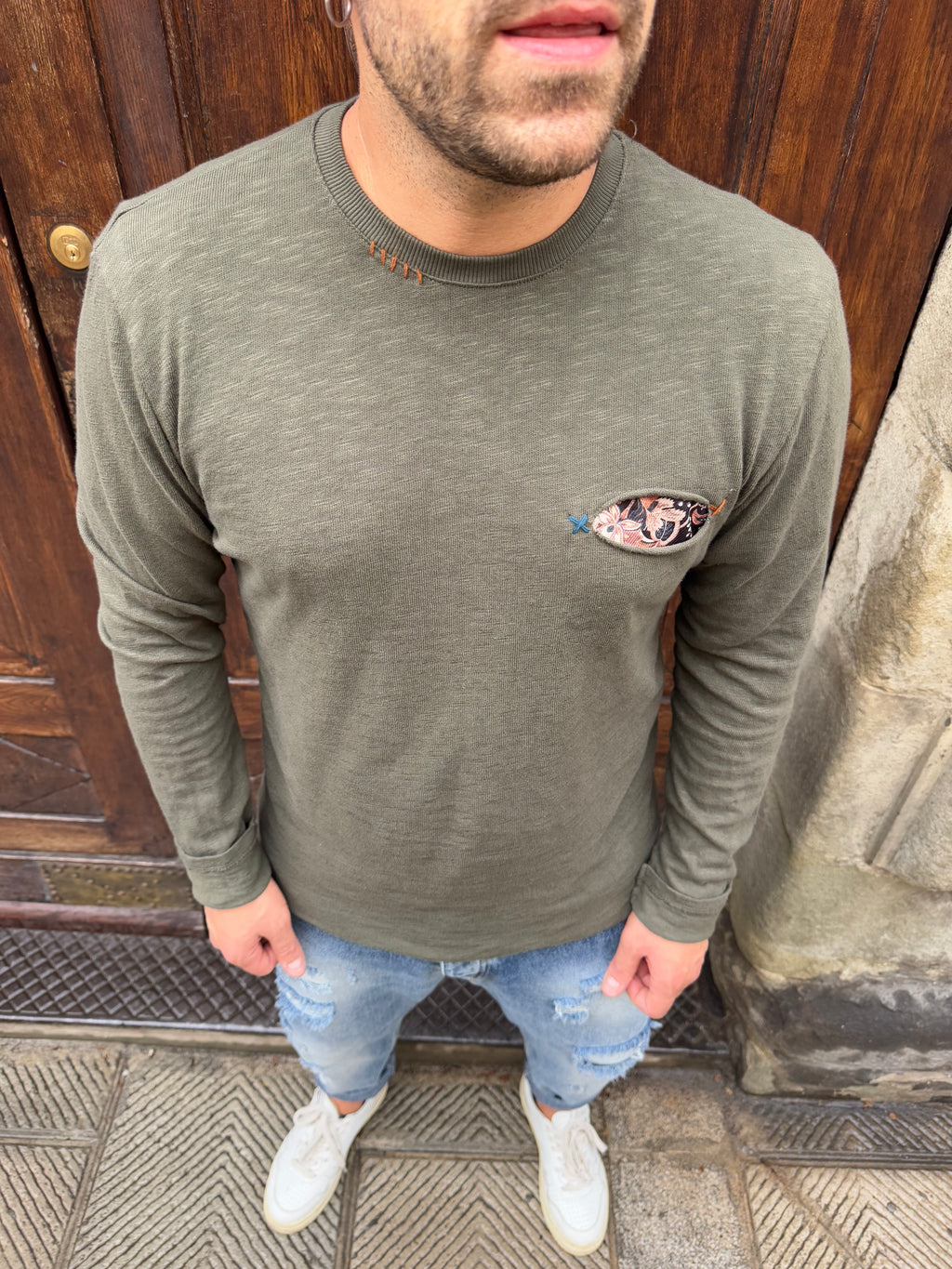 Maglioncino Diego con taschino verde