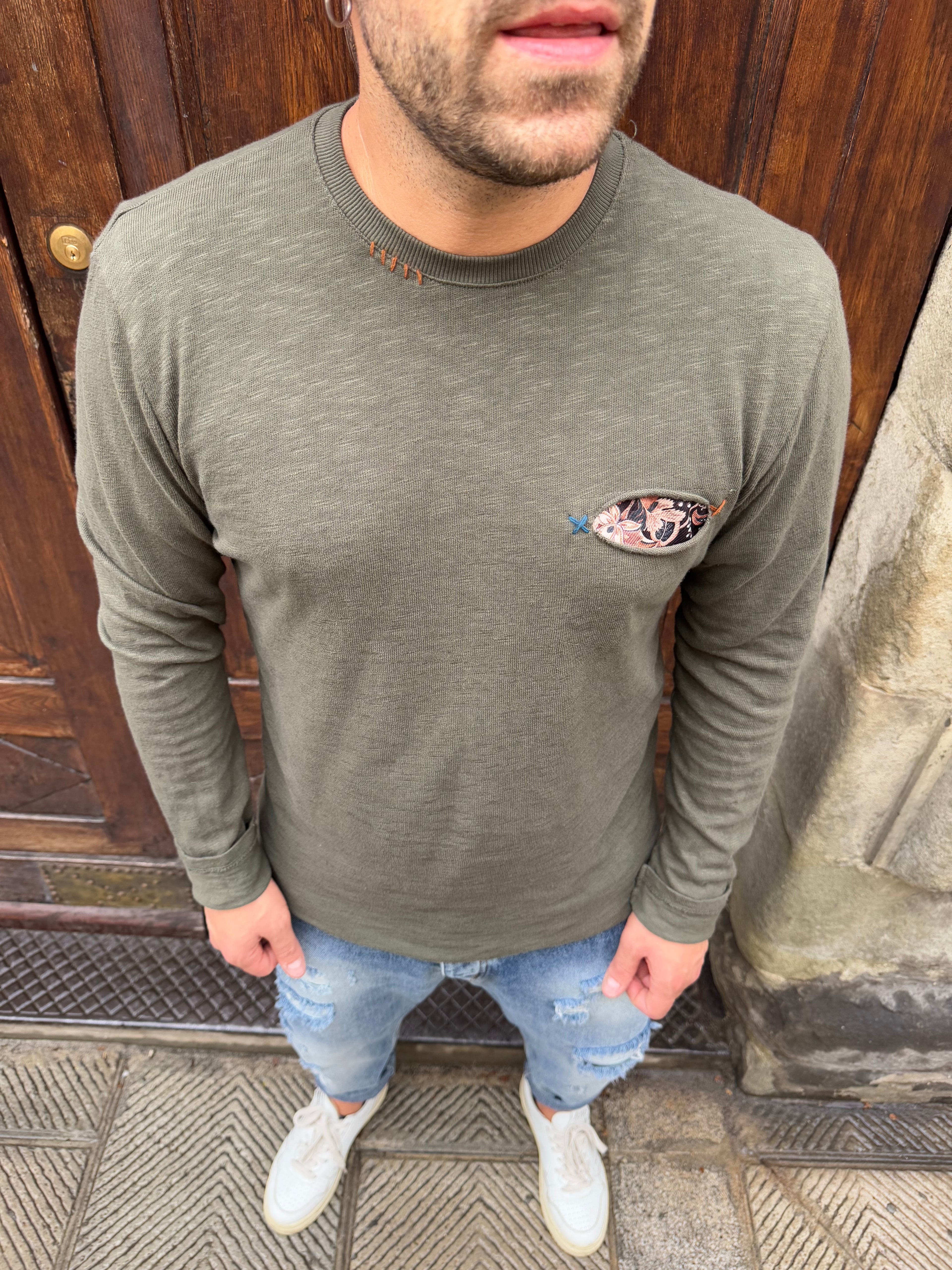 Maglioncino Diego con taschino verde