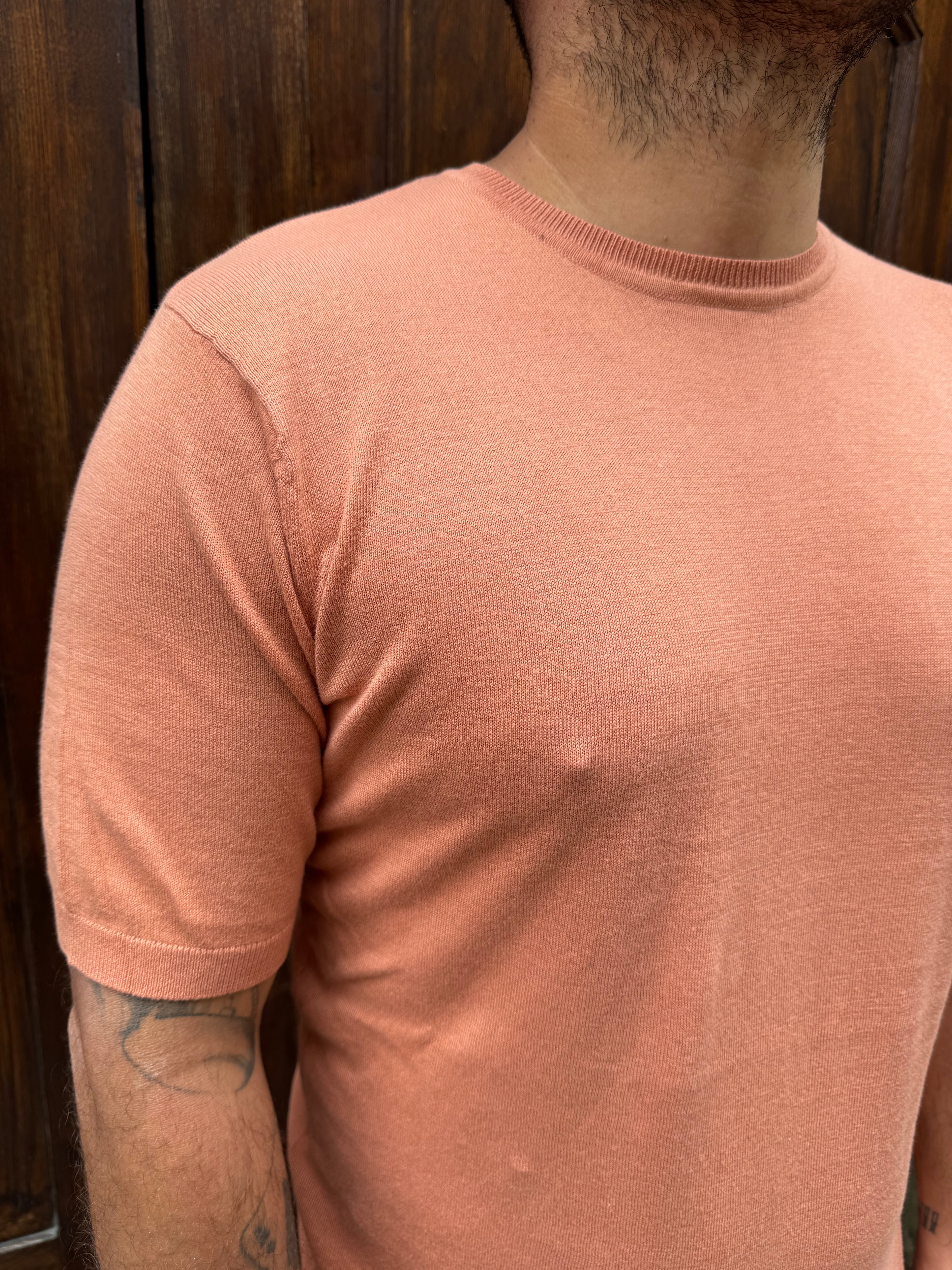 T-Shirt in filo di cotone Hamaki-Ho pesca
