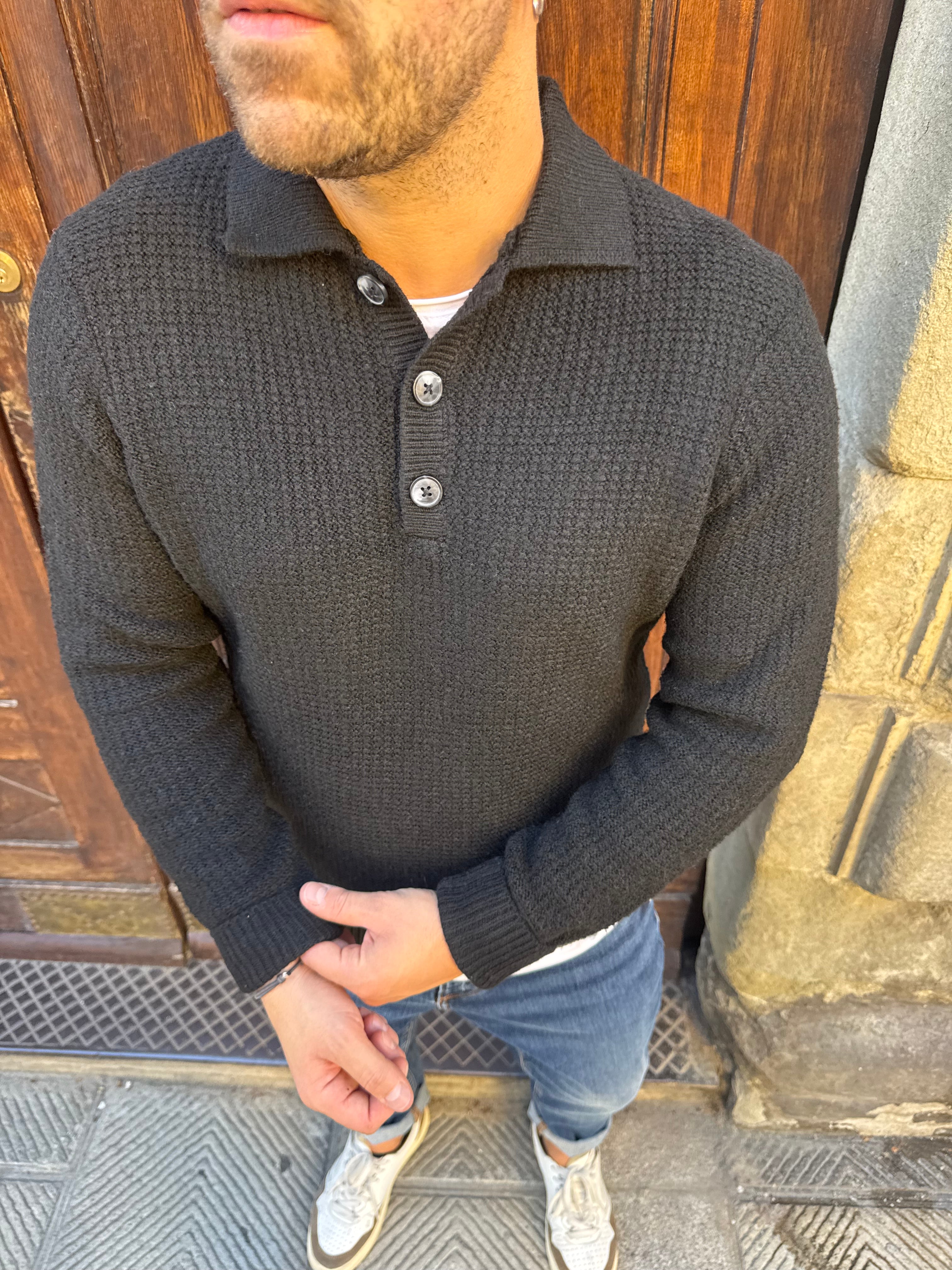 Maglioncino Polo di Hamaki-Ho nero