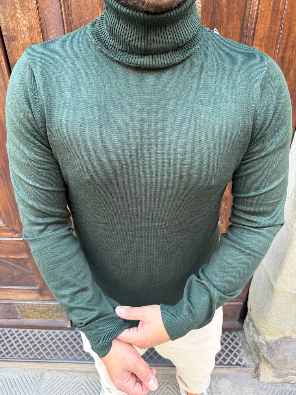 Maglioncino Dolcevita di Telamira verde bosco