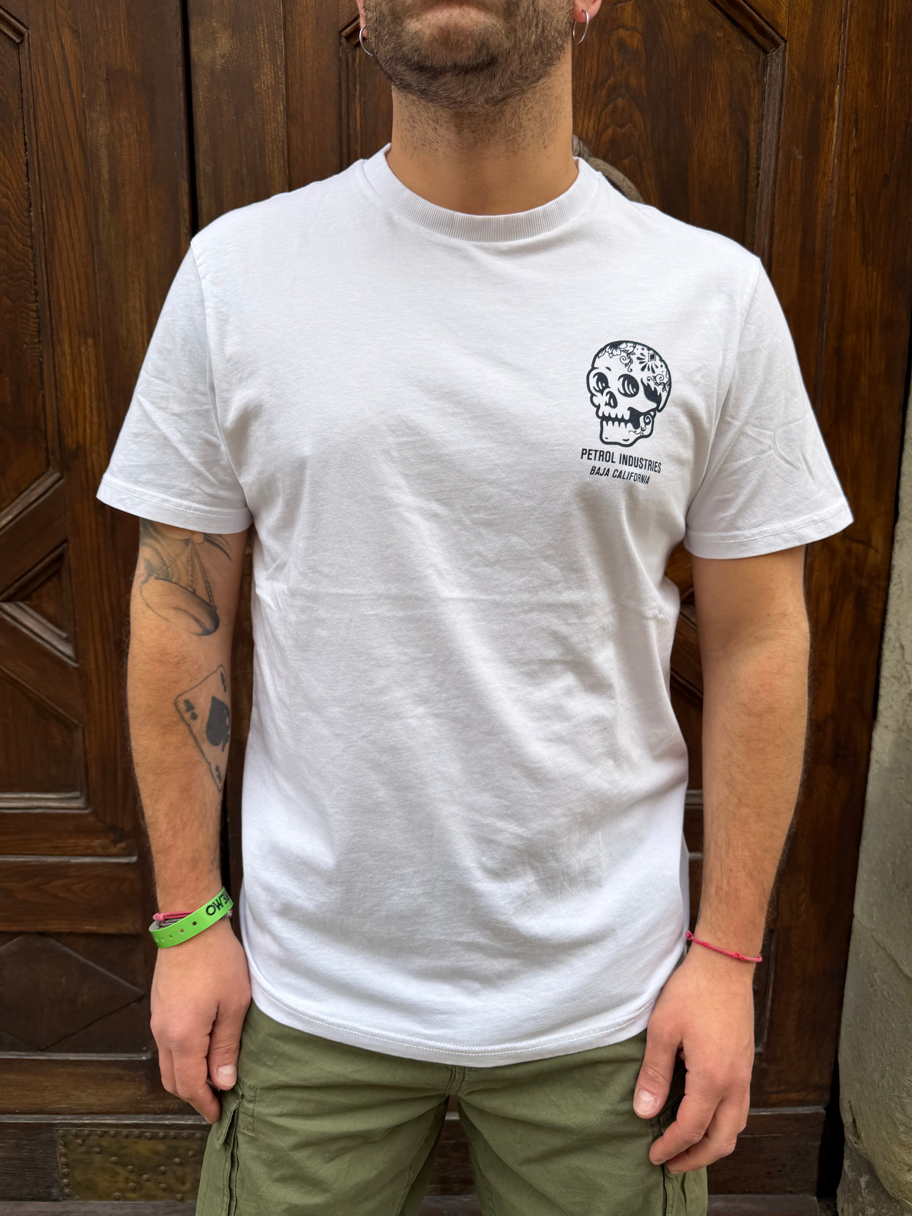 T-Shirt Skull di Petrol bianca