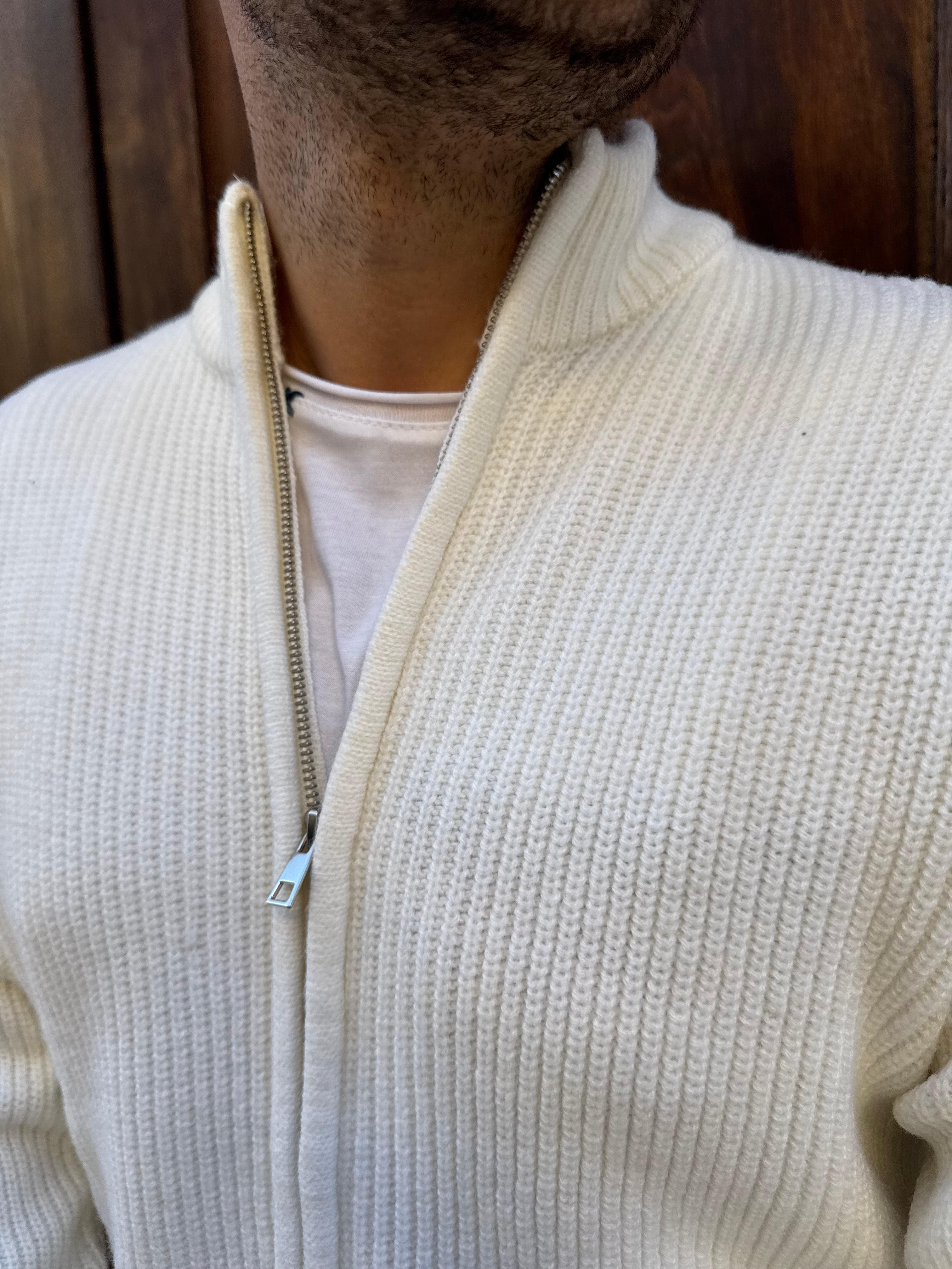 Cardigan Zip di Hamaki-Ho panna