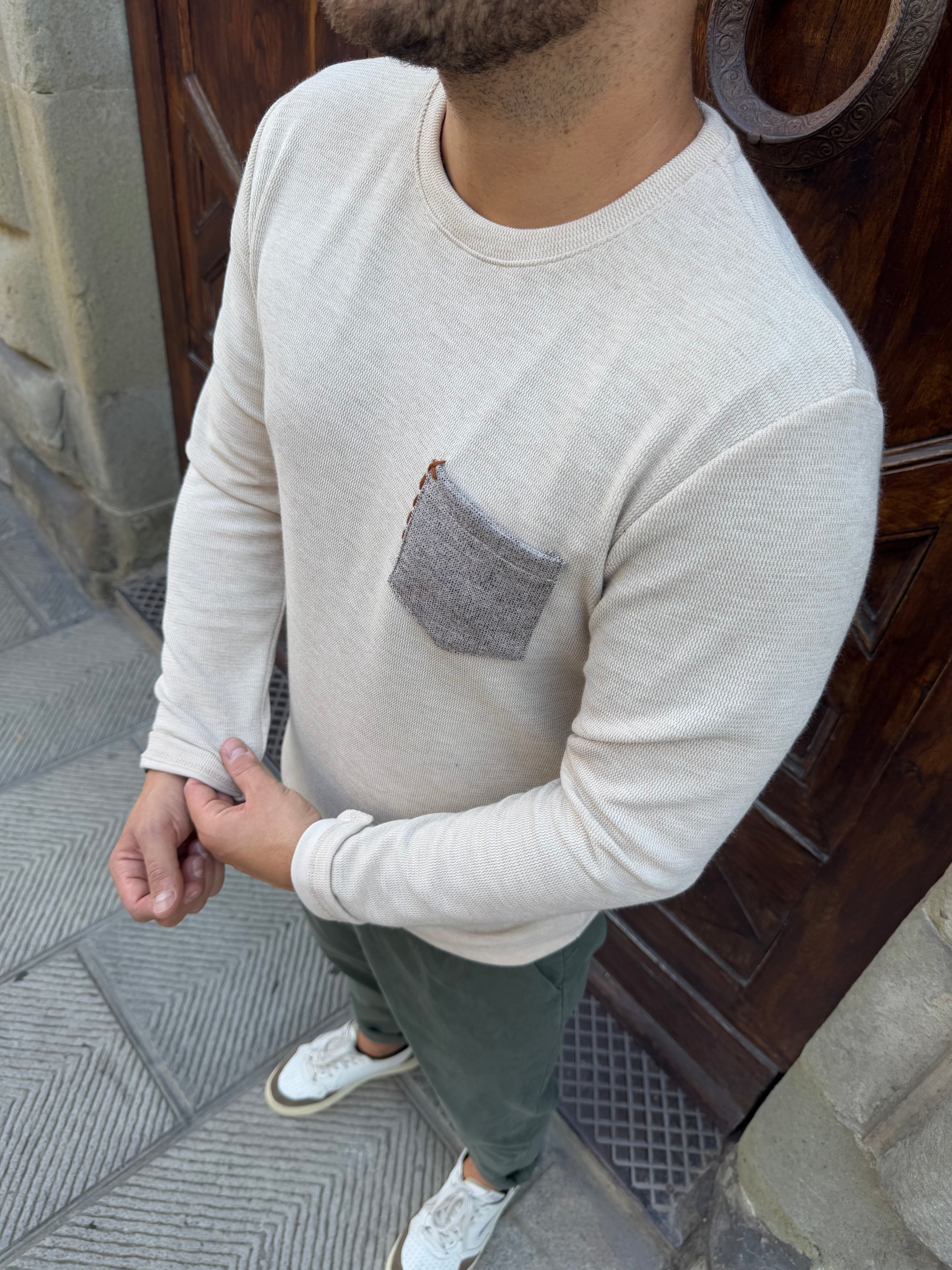 Maglioncino Jannik con taschino beige