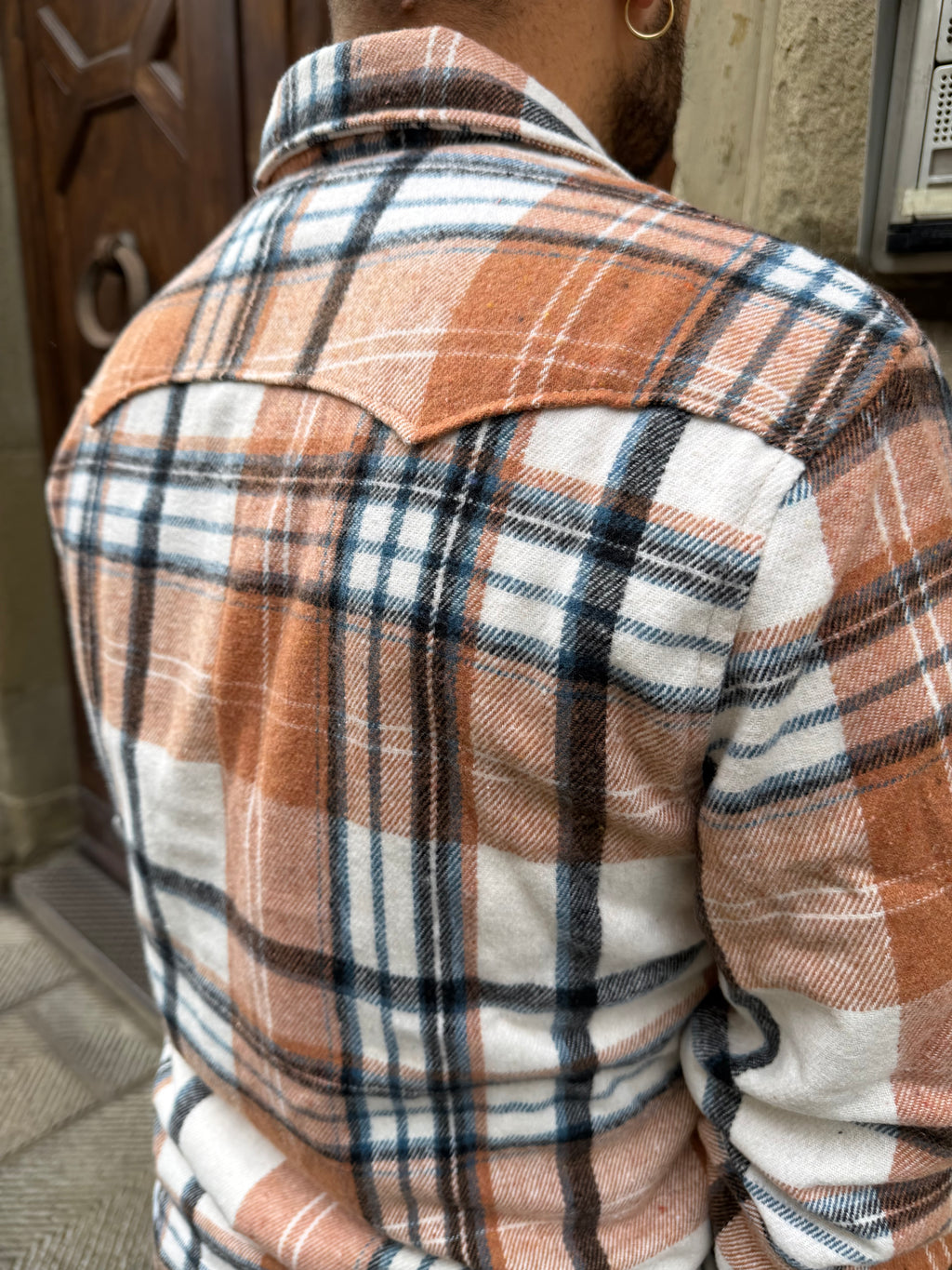 Camicia di Pont in flanella a quadri arancio