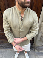 Camicia di Tréz in puro lino verde