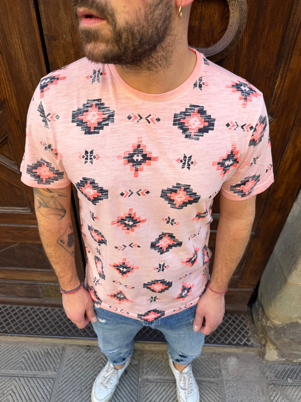 T-Shirt Etnik di Petrol rosa