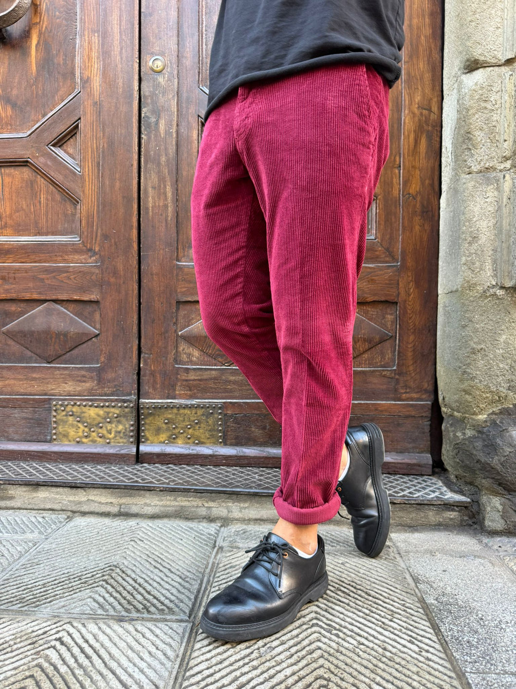 Pantalone velluto chinos vinaccia