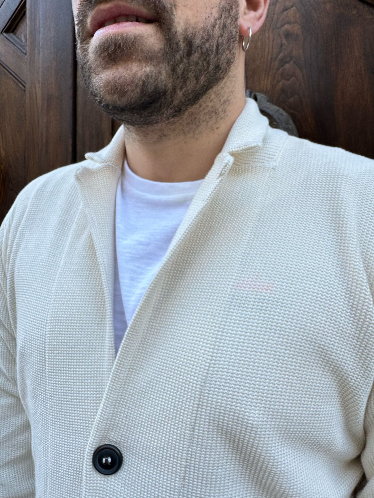 Cardigan James bianco di Hamaki-ho